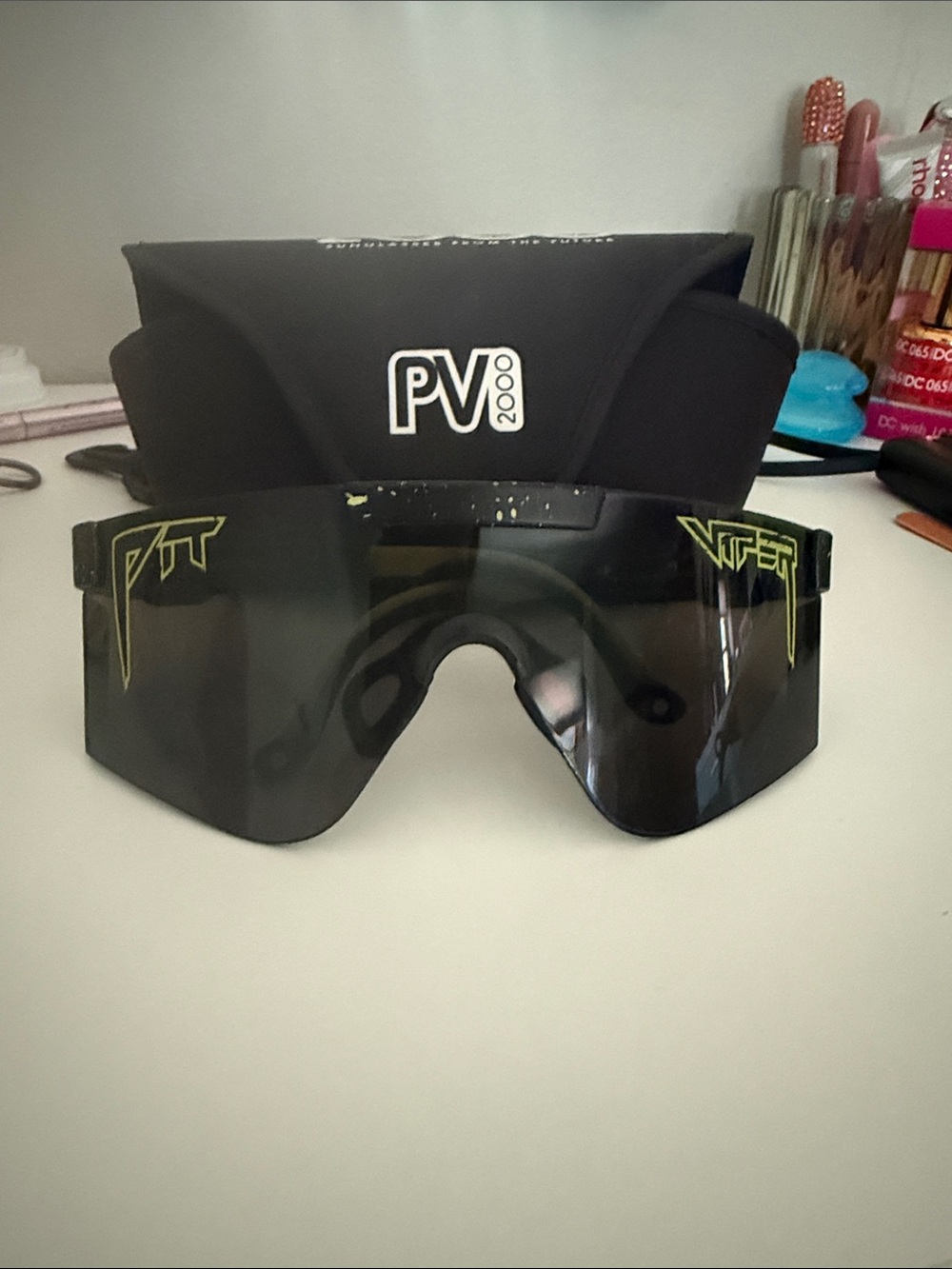 Pit Viper Shield Sunglasses in Black with Neon Yellow Accents